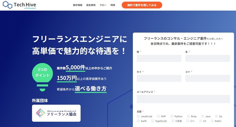 Tech Hiveならフリーランス保険を無償提供
